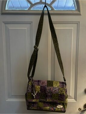DONNA SHARP PURPLE GREEN MULTI SHOULDER HANDBAG CROSSBODY Boho Cottagecore